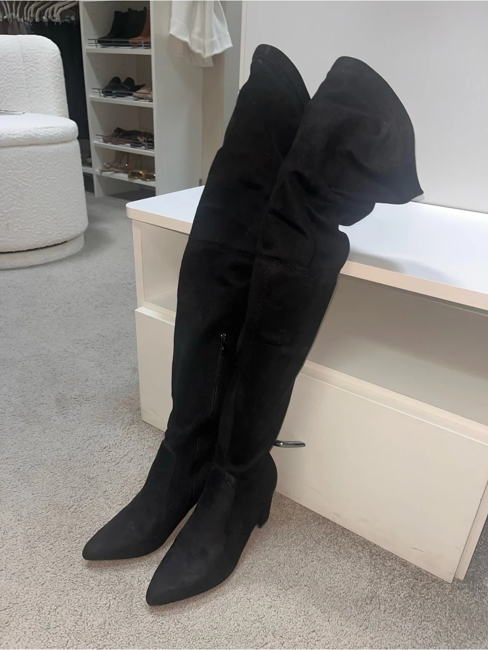 Women's Black Pointed Toe Over-the-Knee Boots